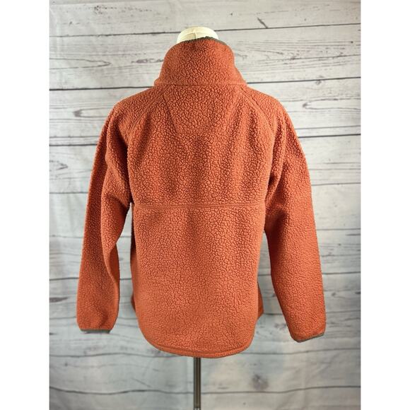Carhartt Womens Relaxed Fit Fleece Pullover M Orange Snap Front Sherpa - Picture 5 of 9